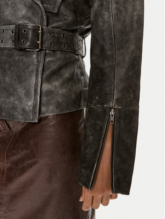 Gestuz Gestuz Μπουφάν δερμάτινο Gwen 10909058 Γκρι Regular Fit