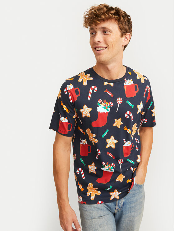 Jack&Jones Jack&Jones Tričko Xmas Merry 12265399 Tmavomodrá Standard Fit