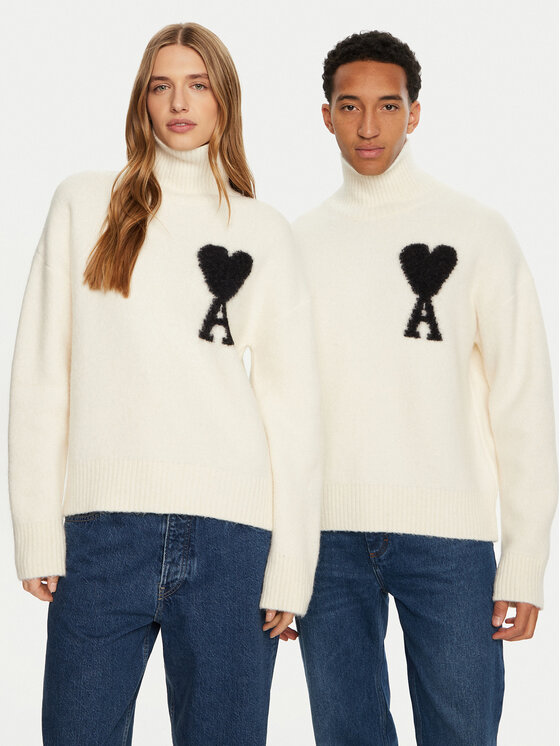 AMI PARIS Rolák SPUKS425.KN0032 Écru Relaxed Fit