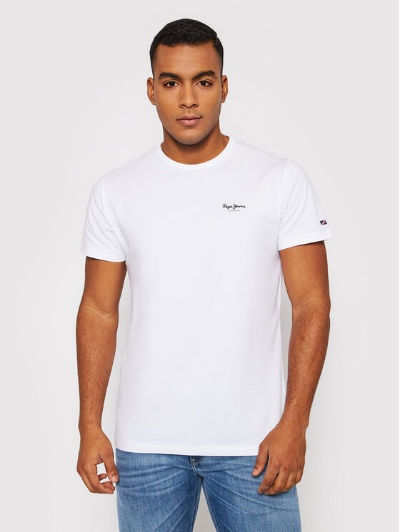 Pepe Jeans Pepe Jeans T-särk Original Basic 3 N PM508212 Valge Slim Fit
