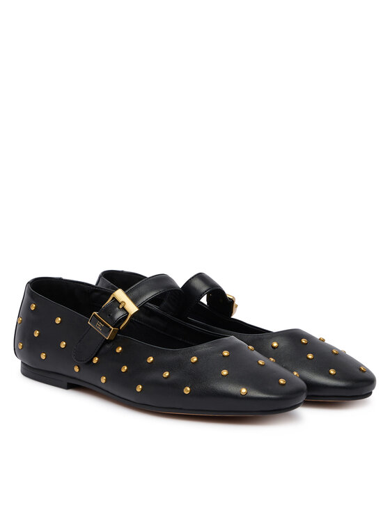Tommy Hilfiger Tommy Hilfiger Balerinke Th Buckle Leather Stud Ballerina FW0FW09541 Crna