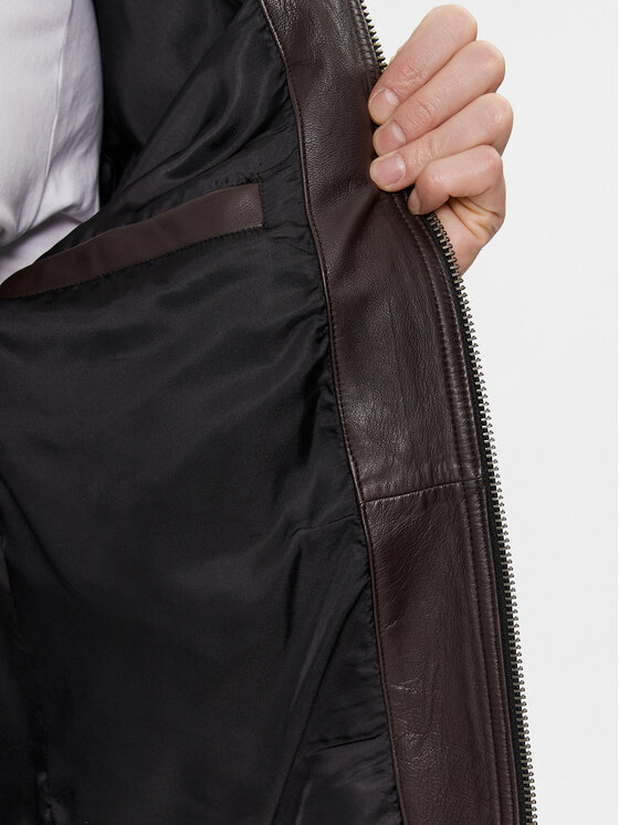 BOSS Boss Giacca di pelle Jolur 50504104 Marrone Regular Fit