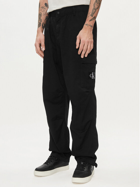 Calvin Klein Jeans Bavlnené nohavice J30J325116 Čierna Straight Fit
