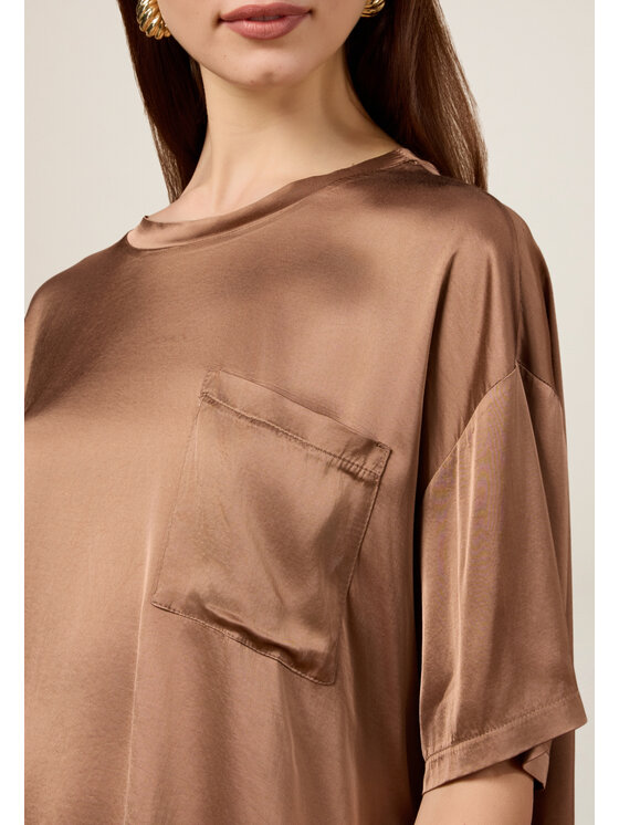 Oltre Oltre Bluzka 2491J000734N012 Brązowy Boxy Fit