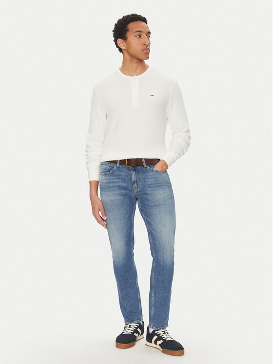 Tommy Jeans Tommy Jeans Longsleeve Henley DM0DM20379 Biały Regular Fit
