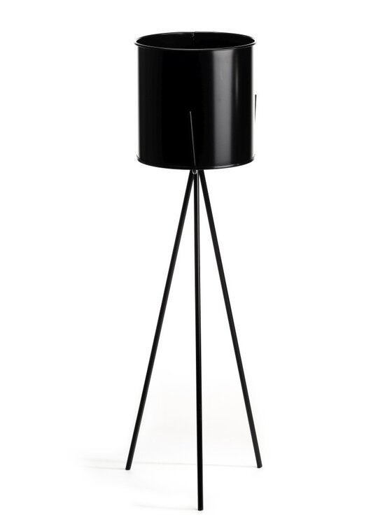 Kwietnik MIAhome, metalowy czarny z osłonką 80 cm