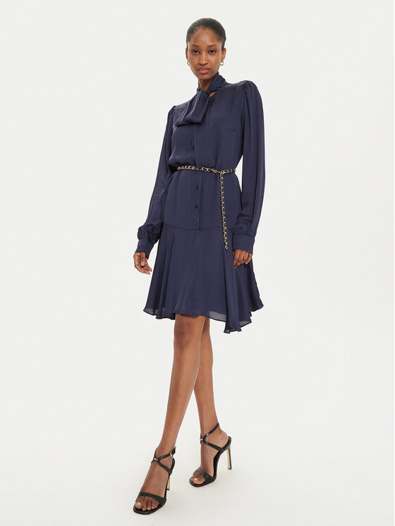 Fracomina Fracomina Hemdkleid FR24WD1003W73101 Dunkelblau Regular Fit