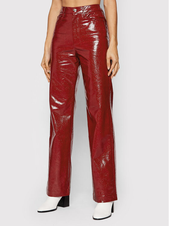 ROTATE Pantaloni in similpelle Rotie RT411 Bordeaux Regular Fit • Modivo.it