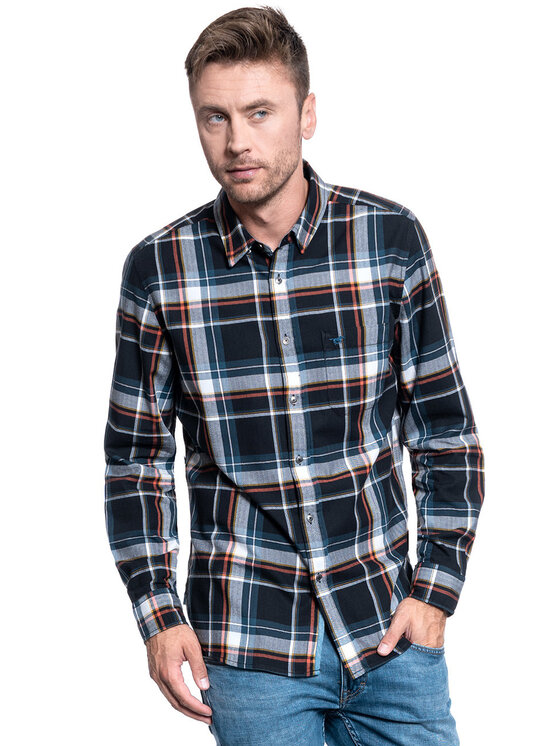 Mustang Mustang Camicia CLEMENS CHECK PLUS Arancione Regular Fit