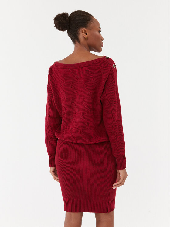 Guess Guess Trikotažinė suknelė Elodie W3BK96 Z2WX0 Raudona Slim Fit