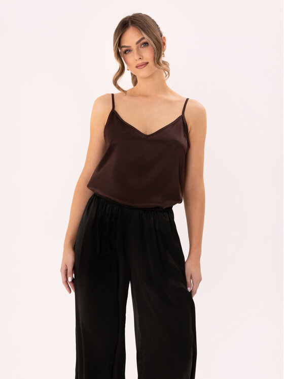 Cat&Cat Cat&Cat Top jedwabny Brązowy Regular Fit