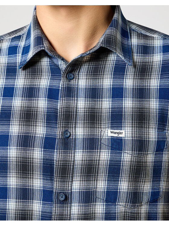 Wrangler Wrangler Koszula 1PKT SHIRT Niebieski Regular Fit