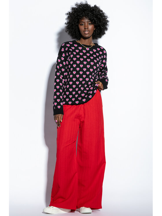 Fobya Fobya Sweter F1806 Czarny Regular Fit