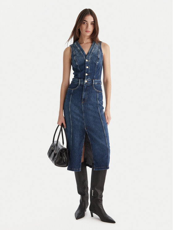 Guess Guess Φόρεμα τζιν W5BK40 D0615 Μπλε Regular Fit