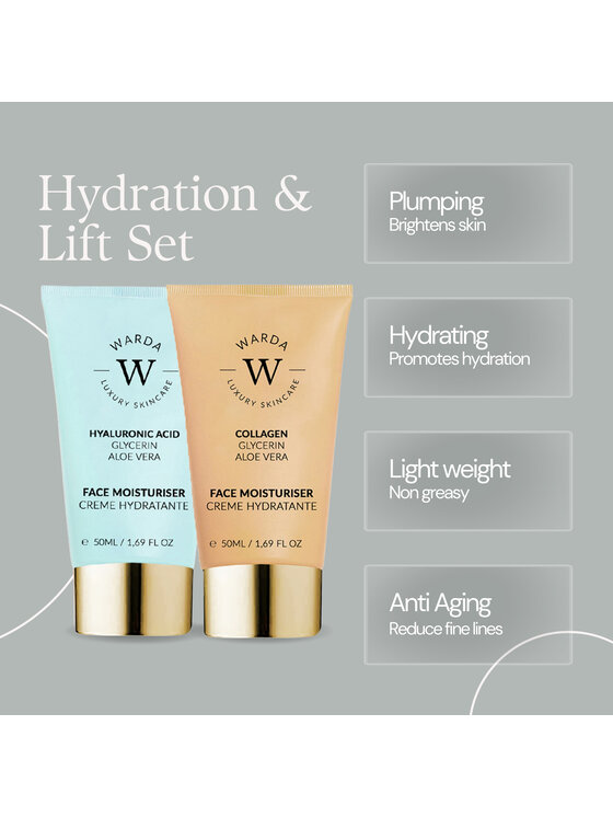 Warda Skincare Warda Skincare SKIN NAWILŻENIE NAWILŻAJĄCY Z KWASEM HIALURONOWYM 50ml + NAWILŻAJĄCY 50ml Krem na dzień