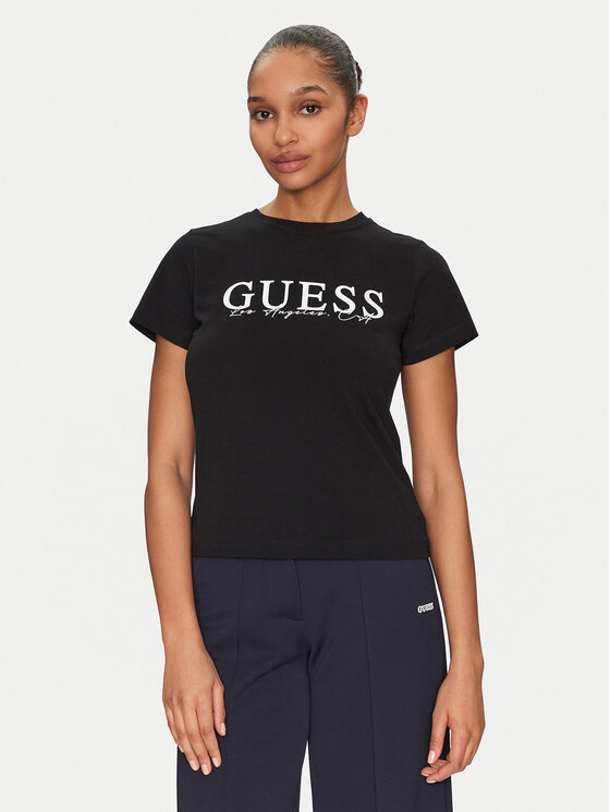Guess T-Shirt V5GI15 J1314 Μαύρο Slim Fit