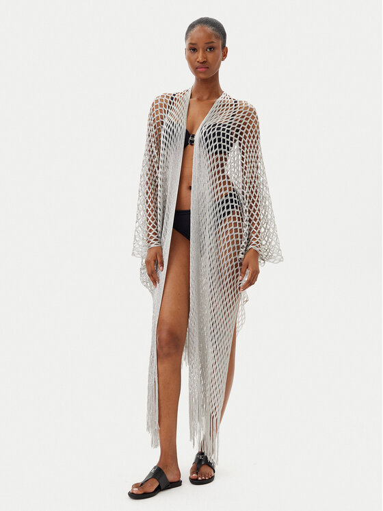 Selmark Selmark Kimono BC197 Srebrna Relaxed Fit
