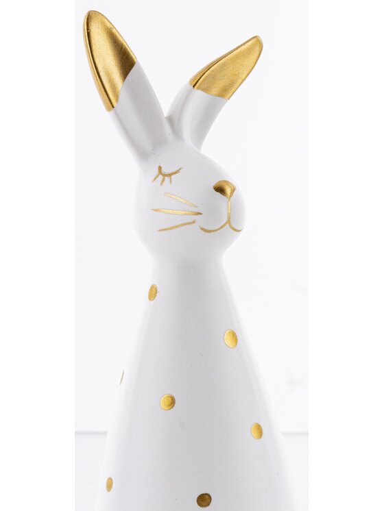 MIAhome MIAhome Figurka królik dolomitowy w złote kropki 19x6,5x7 cm Biały