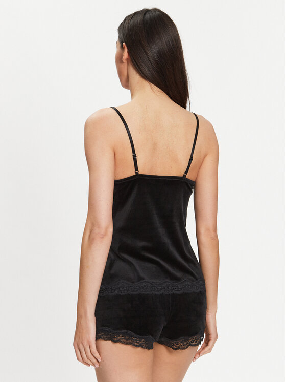 Hunkemöller Hunkemöller Pyžamový top Scallop 185927 Černá Basic Fit