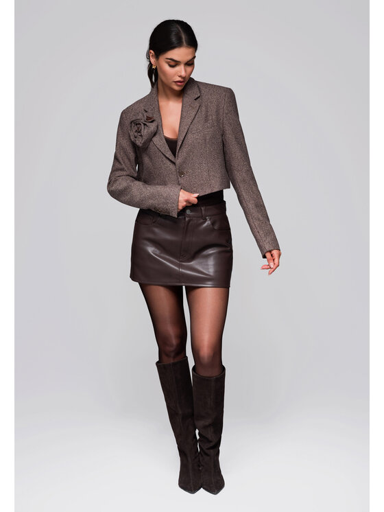 Ombre Ombre Marynarka LW-BLZB-0100 Brązowy Regular Fit
