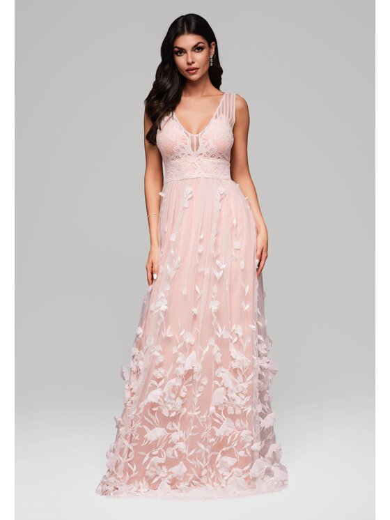Ombre Ombre Sukienka wieczorowa LA-OM-DLR136 Różowy Regular Fit