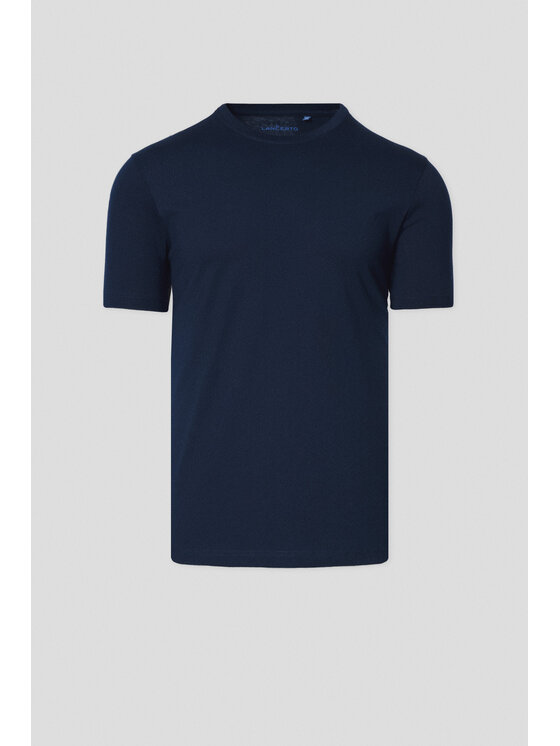 Lancerto Lancerto T-Shirt Koszulka Granatowa Bawełniana Kenneth TS073125000001 Granatowy Regular Fit