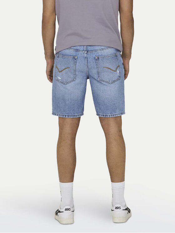 Only & Sons Only & Sons Pantaloni scurți de blugi Edge 22029647 Albastru Straight Fit