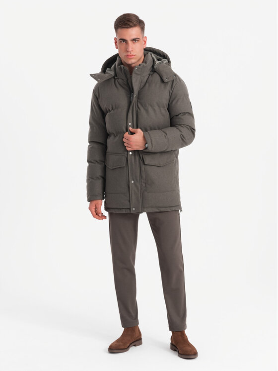 Ombre Ombre Parka OM-JALJ-0217 Khaki Regular Fit