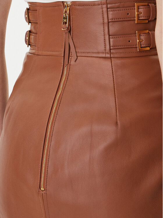 Elisabetta Franchi Elisabetta Franchi Φούστα δερμάτινη GP-09Z-61E2-V890 Καφέ Regular Fit