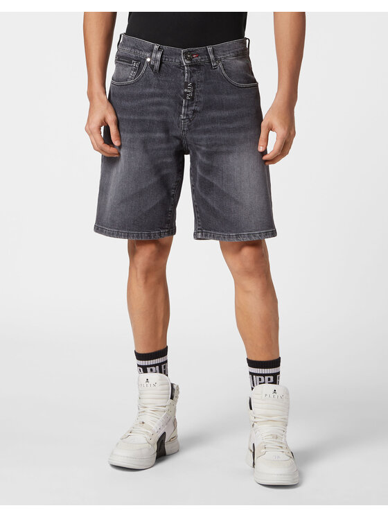 PHILIPP PLEIN PHILIPP PLEIN Szorty jeansowe 9243 Szary Loose Fit