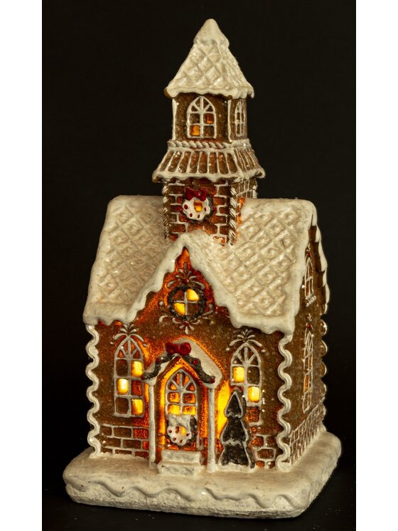 MIAhome MIAhome Figurka Dekoracja domek z piernika LED 22x12x10,5 cm z wieżyczką Kolorowy