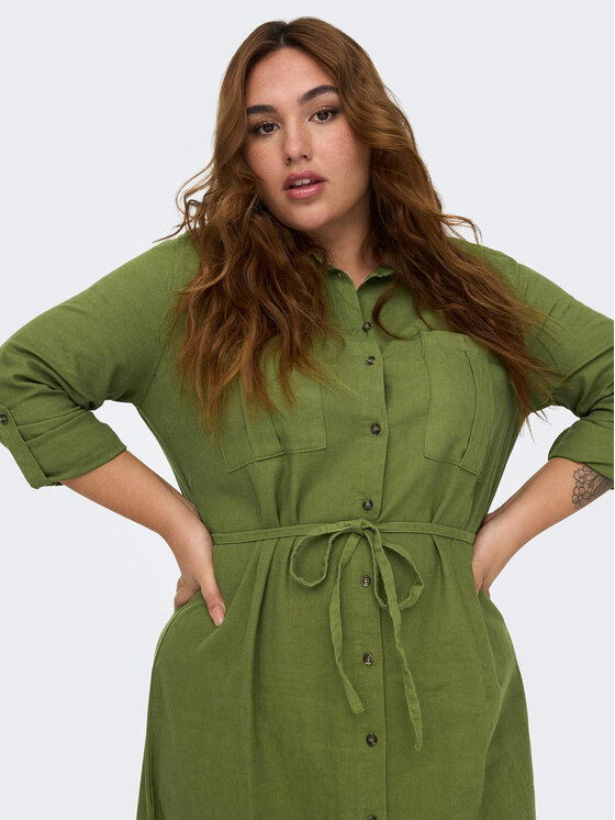 ONLY Carmakoma Rochie tip cămașă 15281039 Verde Relaxed Fit