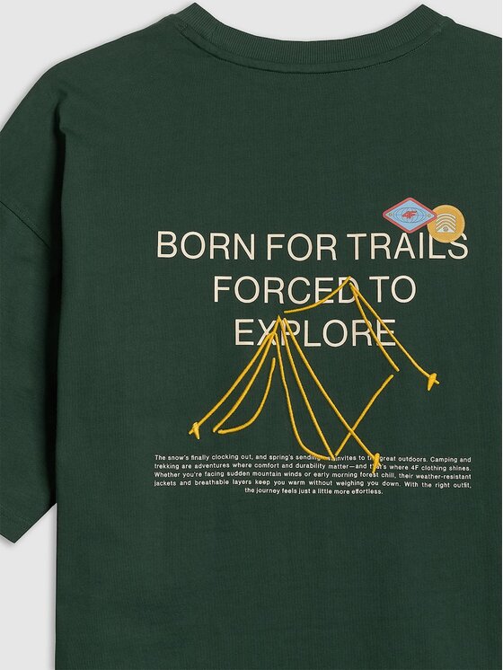 4F 4F T-Shirt NATURE’S TRAIL Zielony ciemny Loose Fit