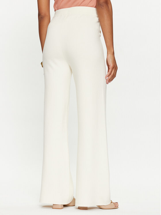 TWINSET TWINSET Hlače iz tkanine 241TP3091 Écru Straight Fit