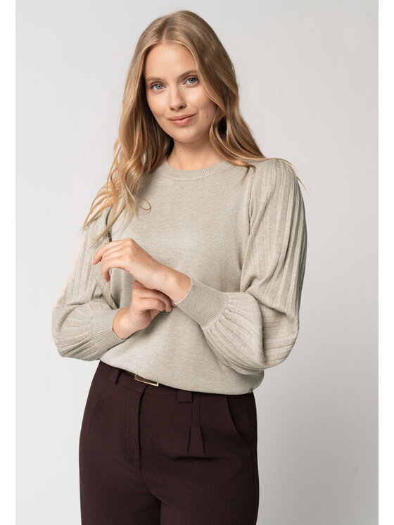 Volcano Volcano Sweter S-MONKI Beżowy Regular Fit