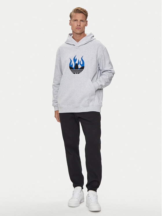 adidas adidas Majica dugih rukava Flames Logo IS2947 Siva Regular Fit