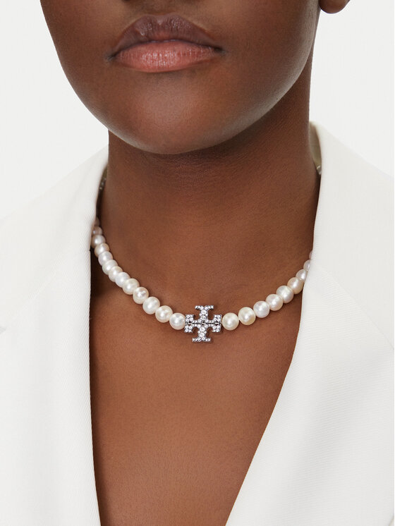 Tory Burch Tory Burch Naszyjnik Kira Pearl 164617 Biały
