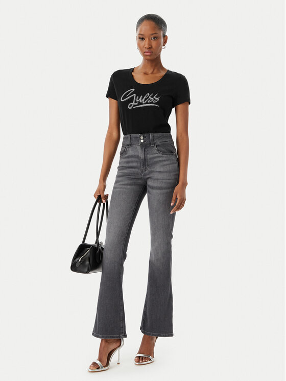 Guess Guess Tričko W6RI24 J1314 Čierna Regular Fit