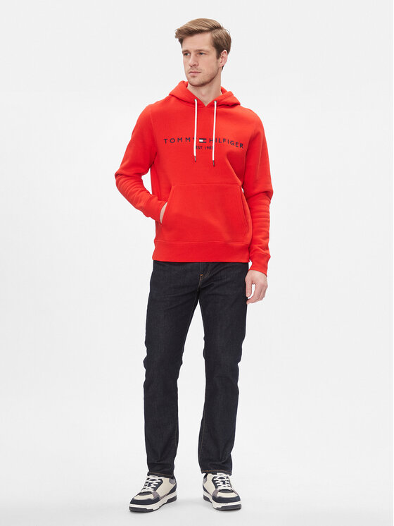 Tommy Hilfiger Tommy Hilfiger Pulóver Tommy Logo Hoody MW0MW11599 Piros Regular Fit