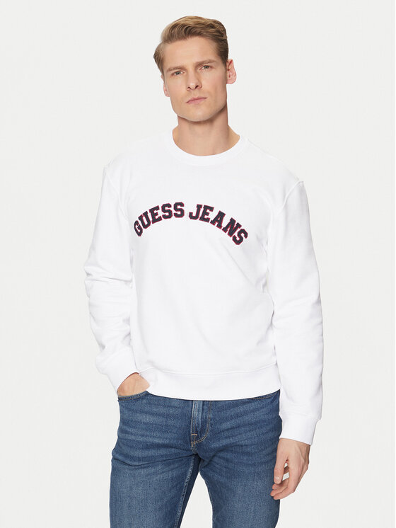 Guess Jeans Guess Jeans Mikina M5RQ41 KCPR1 Bílá Regular Fit