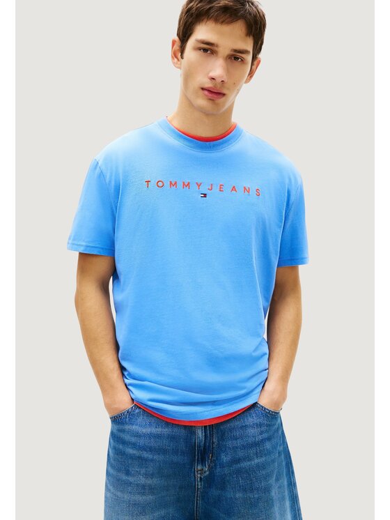 Tommy Jeans Tommy Jeans T-shirt TJM REG LINEAR LOGO Blu Casual Fit