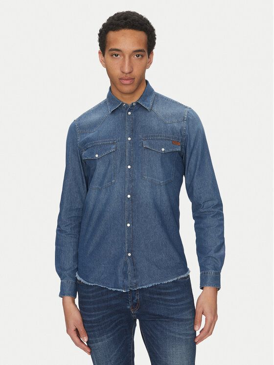 Liu Jo džínsová košeľa QA5294 D0256 Modrá Regular Fit