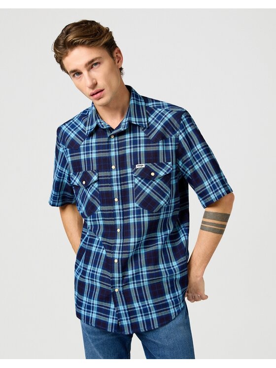 Wrangler Wrangler Camicia SS WESTERN SHIRT Blu Regular Fit