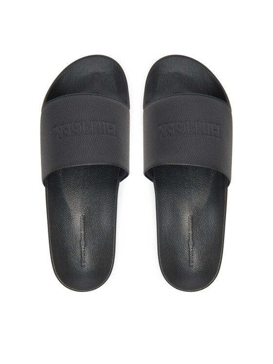 Tommy Hilfiger Tommy Hilfiger Şlapi Hilfiger Print Tumble Pool Slide FM0FM05505 Negru