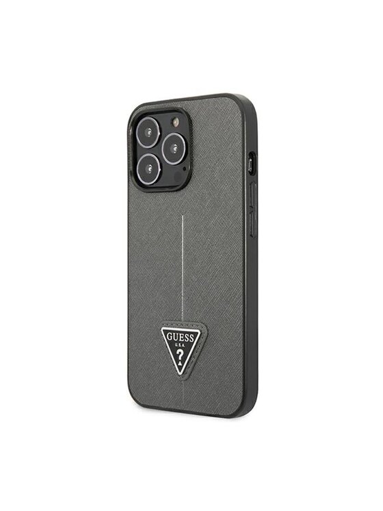 Guess Guess Etui na telefon Saffiano Triangle Logo Case Srebrny