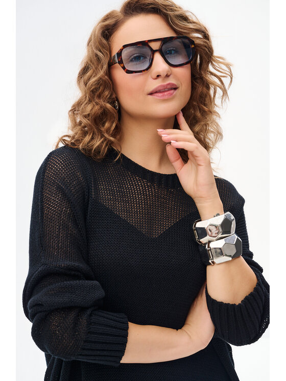 blue shadow blue shadow Sweter Fidżi Czarny Regular Fit