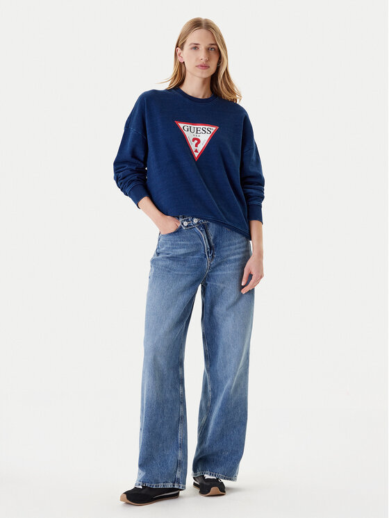 Guess Jeans Guess Jeans Mikina W5YQ12 KCXQ1 Tmavomodrá Oversize