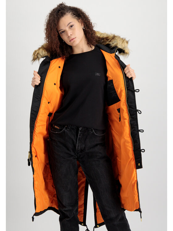 Alpha Industries Alpha Industries Kurtka zimowa Long Fishtail Field Jacket Women Czarny Regular Fit