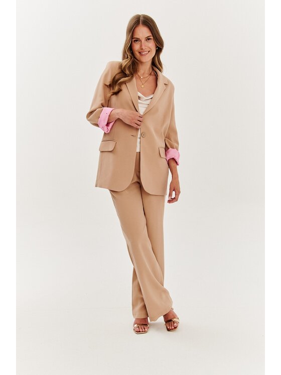 NAOKO NAOKO Spodnie materiałowe Vintage Moccha Brązowy Regular Fit