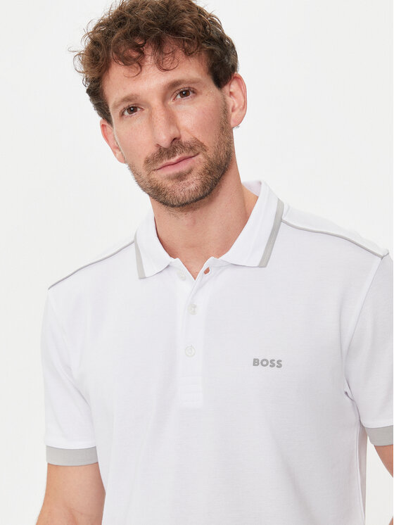 BOSS Boss Тениска с яка и копчета Paddy 1 50512995 Бял Regular Fit